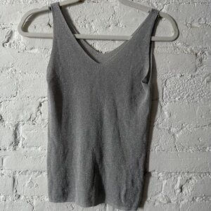 Silver Sleeveless Knit Top